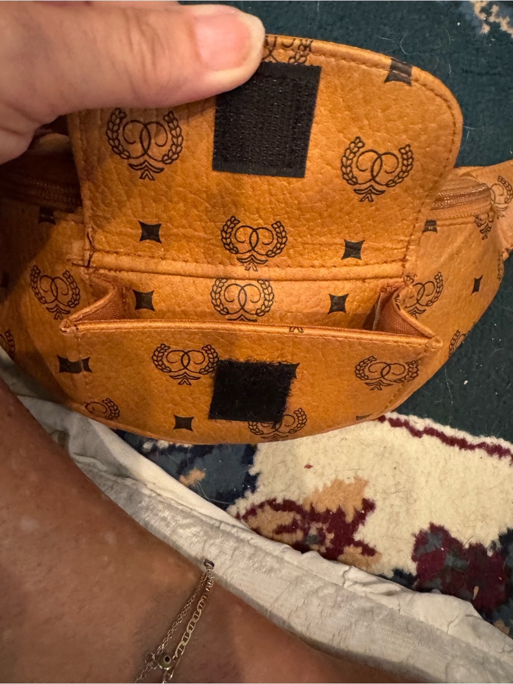 Tan Leather Waist Pack with Signature Crest Detailing - Picture 6 of 8